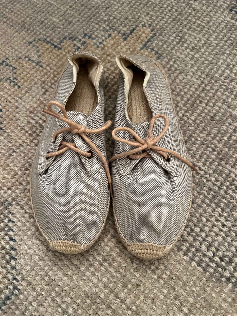 Soludos Linen Lace-Up Espadrilles with Tan Laces